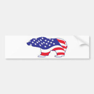 Patriotic Grizzly Bear Bumper Sticker