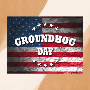 Patriotic Groundhog Day Postcard
