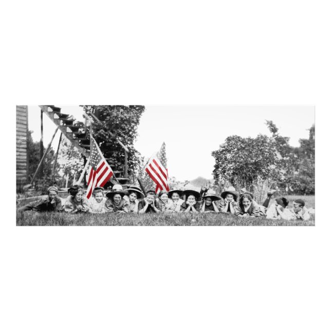 Patriotic Group Women American Flag Circa 1910 Photo Print (Front)