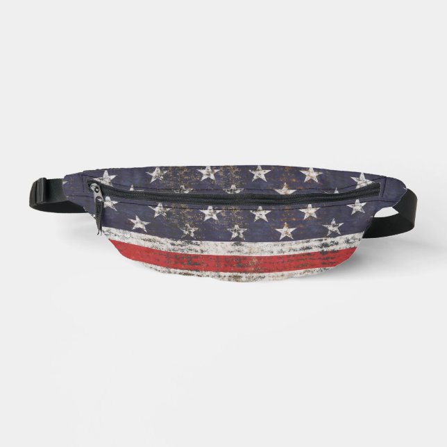 Patriotic Grunge Stars and Stripes Pattern Fanny Pack (Front)