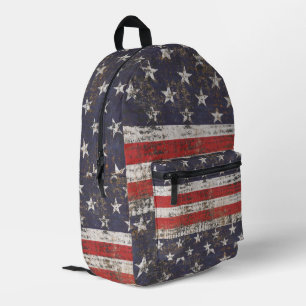 Patriotic Grunge Stars and Stripes Pattern Printed Backpack
