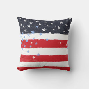 Patriotic Grunge Stars and Stripes Throw Pillow
