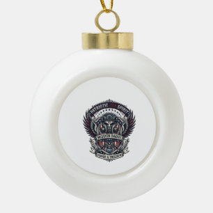 Patriotic Guardian Mask Freedom Military Inspired  Ceramic Ball Christmas Ornament