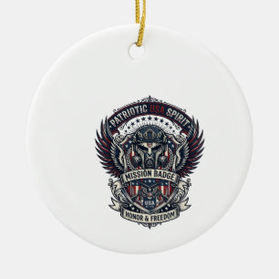 Patriotic Guardian Mask Freedom Military Inspired Ceramic Ornament