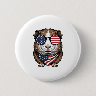 Patriotic Guinea Pig Vintage Engraving 2 Inch Round Button