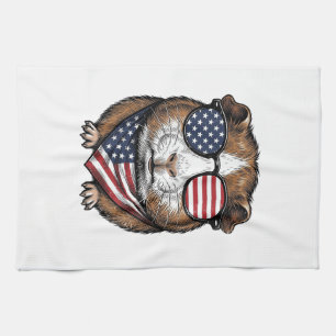 Patriotic Guinea Pig Vintage Engraving Kitchen Towel