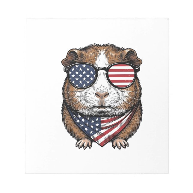Patriotic Guinea Pig Vintage Engraving Notepad (Front)