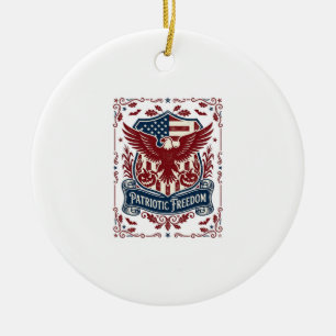 Patriotic Halloween Vector Graphic Tee Ceramic Ornament