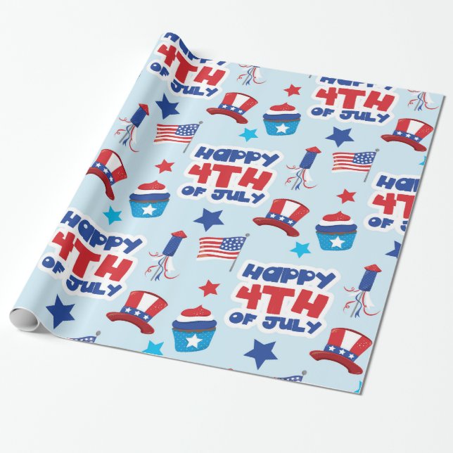 Patriotic happ 4th july wrapping paper (Unrolled)