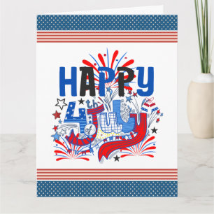 Patriotic Happy 4th of July Celebration Design Card