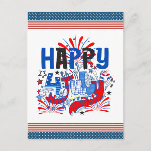 Patriotic Happy 4th of July Celebration Design Postcard