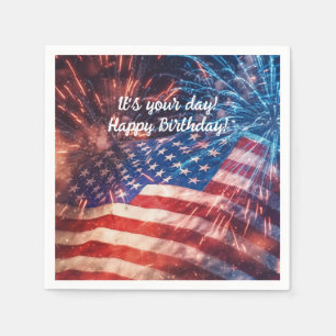 Patriotic Happy Birthday Napkin