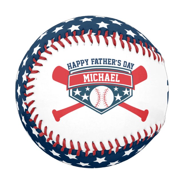 Patriotic Happy Father's Day Baseball (Front Left)