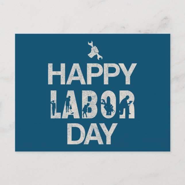 Patriotic Happy Labour Day For Workers Holiday Postcard (Front)