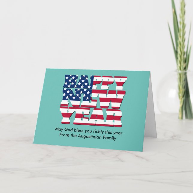 Patriotic HAPPY NEW YEAR Christian Holiday Card (Front)