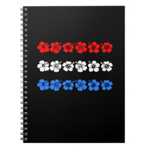 Patriotic Hawaiian USA Red White Blue Aloha Bands Notebook