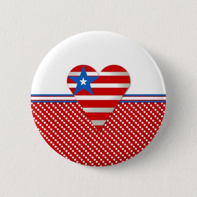 Patriotic Heart 2 Inch Round Button (Front)
