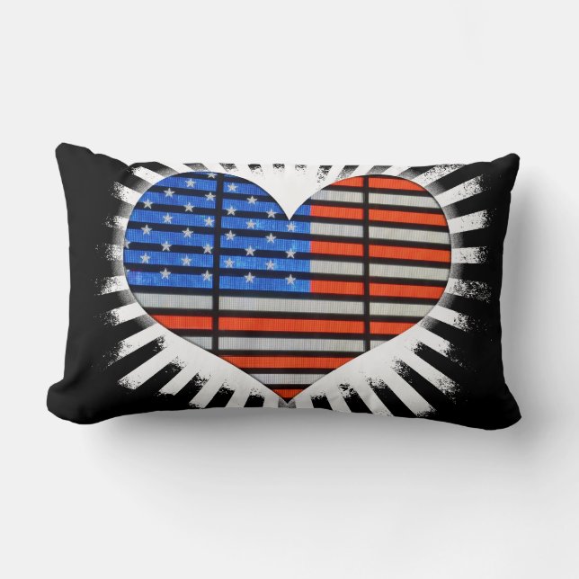 Patriotic Heart American Flag Lumbar Pillow (Front)