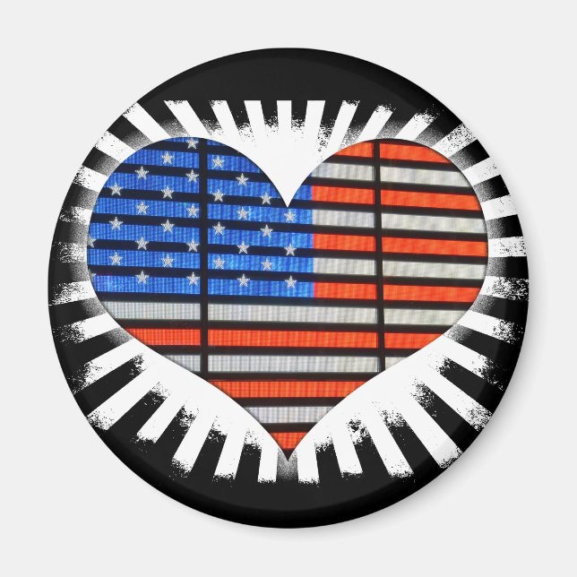 Patriotic Heart American Flag Magnet (Front)