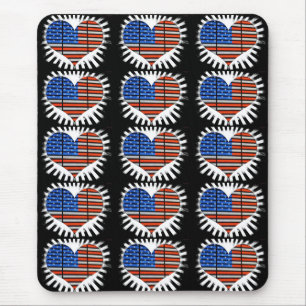 Patriotic Heart American Flag Mouse Pad