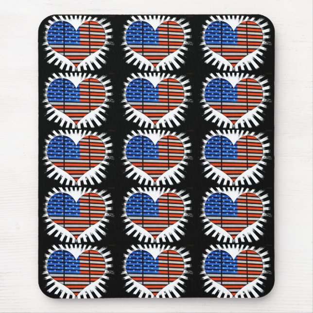 Patriotic Heart American Flag Mouse Pad (Front)