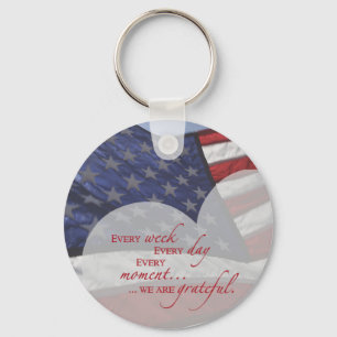 Patriotic Heart Flag, Military Appreciation Keychain
