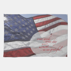 Patriotic Heart Flag, Military Appreciation Kitchen Towel