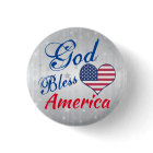 Patriotic Heart God Bless America Pin Button