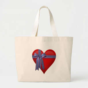 Patriotic Heart graphic Large Tote Bag