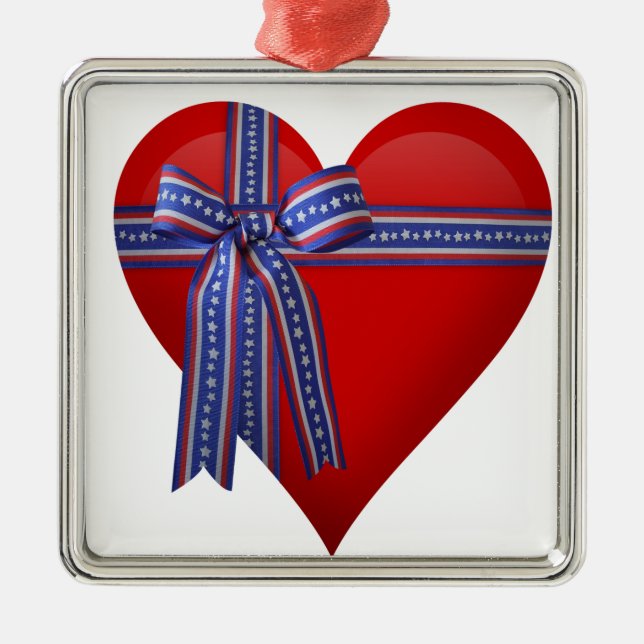 Patriotic Heart graphic Metal Ornament (Front)
