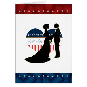 Patriotic Heart Love Couple Kissing Blank Card