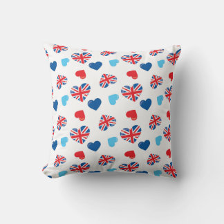 Patriotic Heart Motifs Throw Pillow