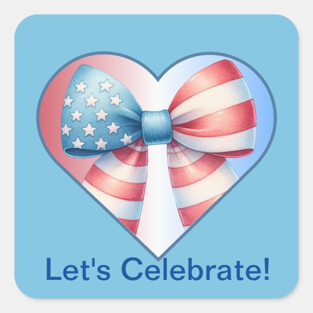 Patriotic Heart Square Sticker (Front)