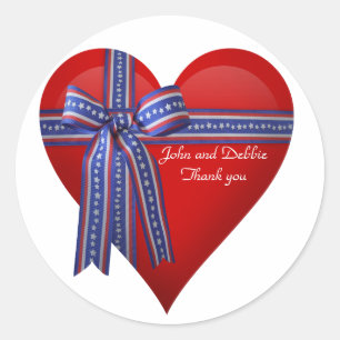 Patriotic heart sticker Thank you