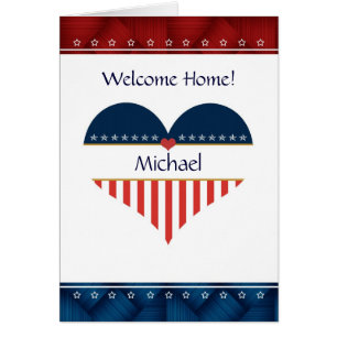 Patriotic Heart Welcome Home Personalized Card