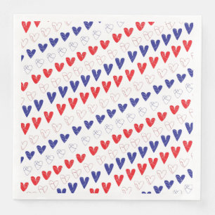 Patriotic Hearts Dinner Napkins