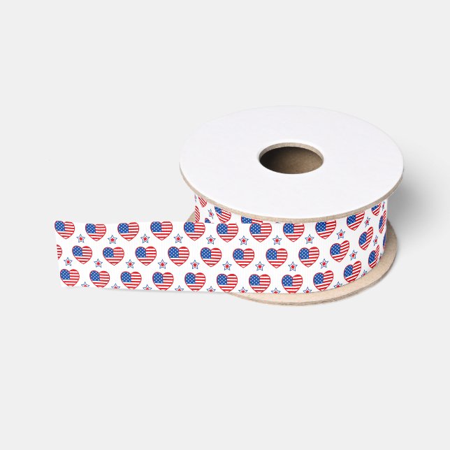 Patriotic Hearts Grosgrain Ribbon (Spool)