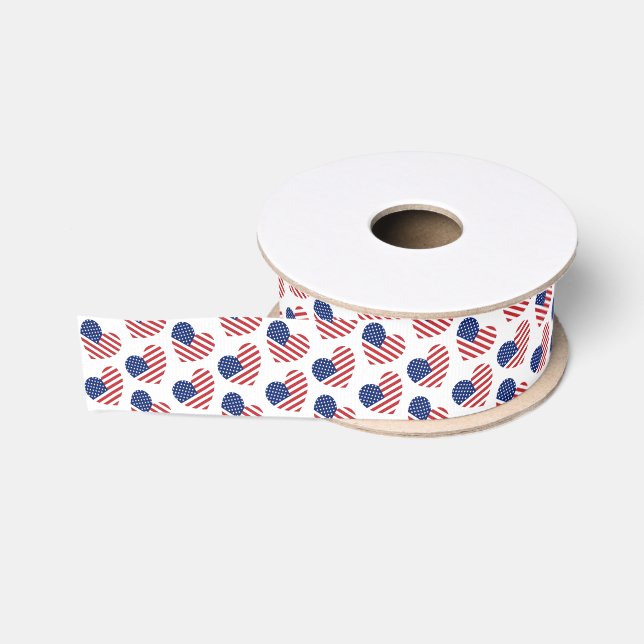 Patriotic Hearts Grosgrain Ribbon (Spool)
