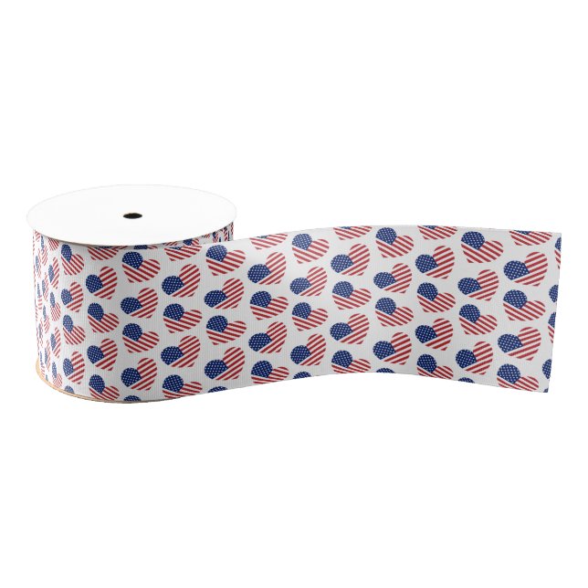 Patriotic Hearts Grosgrain Ribbon (Spool)