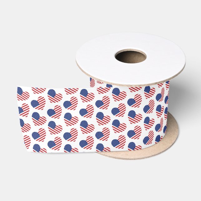 Patriotic Hearts Satin Ribbon (Spool)