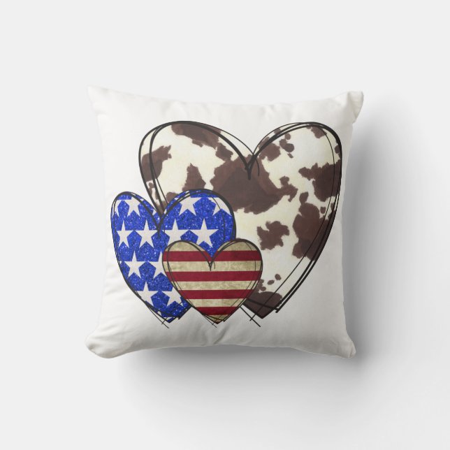 Patriotic hearts throw pillow (Front)