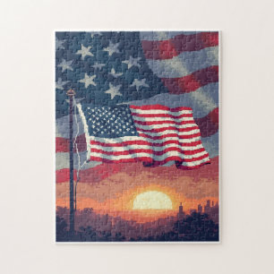 Patriotic Hidden Picture Mosaic Activity Game for  Jigsaw Puzzle