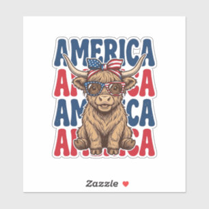 Patriotic Highland Cow America Vintage Shirt Desig