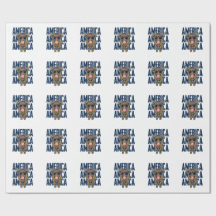 Patriotic Highland Cow America Vintage T-Shirt Des Wrapping Paper