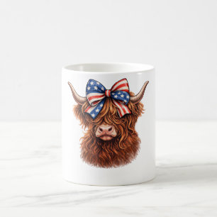 Patriotic Highland Cow Bow Fourth Of July Shirt Coffee Mug