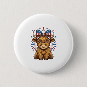 Patriotic Highland Cow Bow Vector Design (2)_1 2 Inch Round Button