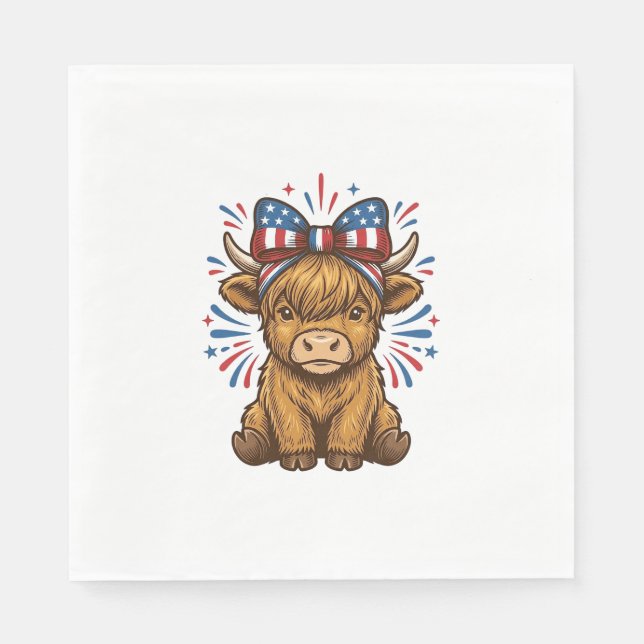 Patriotic Highland Cow Bow Vector Design (2)_1 Napkin (Front)