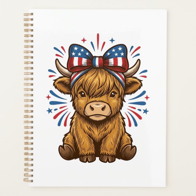 Patriotic Highland Cow Bow Vector Design (2)_1 Planner (Front)