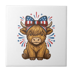 Patriotic Highland Cow Bow Vector Design (2)_1 Tile