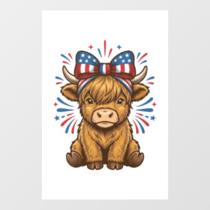 Patriotic Highland Cow Bow Vector Design (2)_1 Window Cling